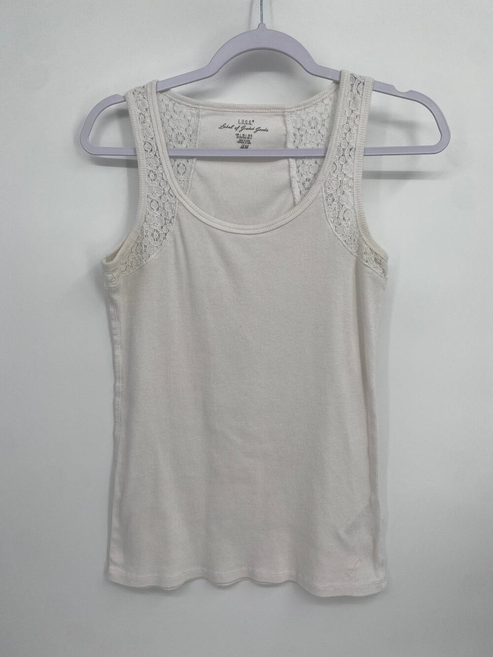 L.O.G.G Label of Graded Gods H&M White Open Knit Strap Tank Top Large